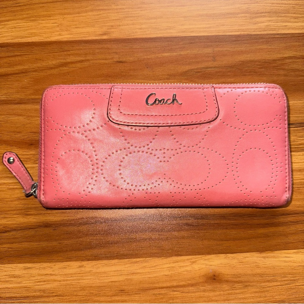 Coach Perforated Zip Around Wallet